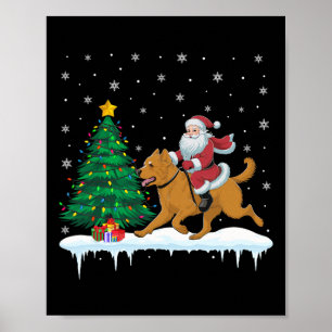 Poster Santa Claus Andando Briard Dog Boys Meninas Crianç