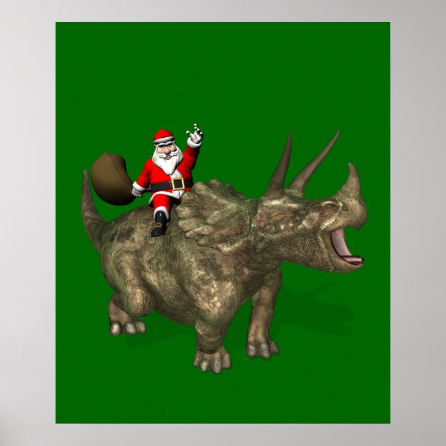 Poster Santa Claus Andando No Triceratops (Frente)