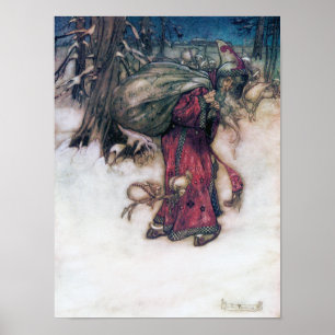 Poster Santa Claus, Arthur Rackham Ilustração