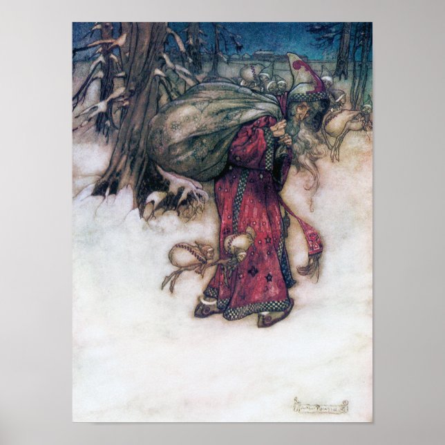 Poster Santa Claus, Arthur Rackham Ilustração (Frente)