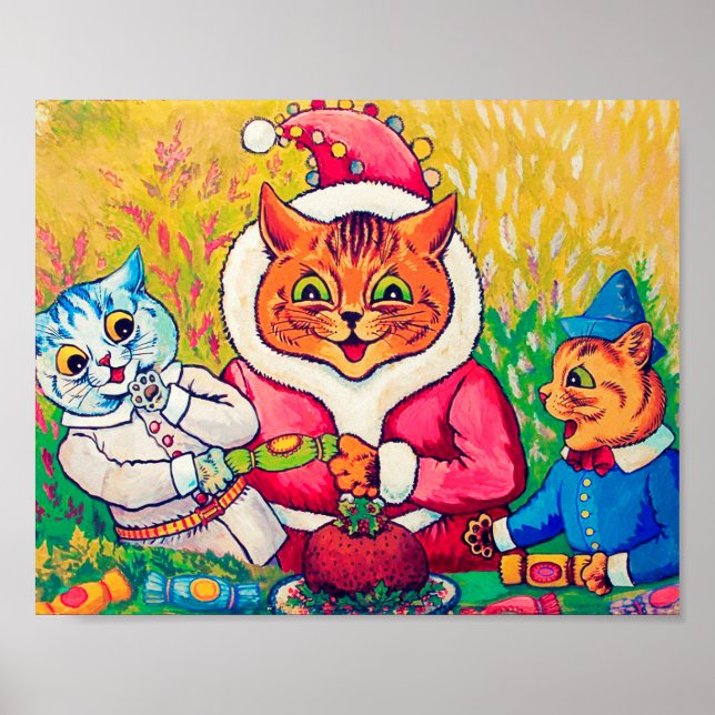 Poster Santa Claus Cat, Louis Wain (Frente)