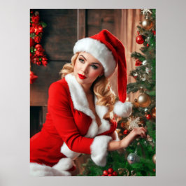 Poster Santa Claus Christmas Pinup Lady
