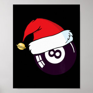Poster Santa Claus Hat Billiards 8 Ll Natal