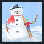 Poster Santa Claus Helper Construindo Um Bobo Neve<br><div class="desc">Impressão de Poster de Perfuração de Parede impressa com o Auxiliar de Santa Claus Construindo uma ilustração de design de arte gráfica original Snowman e selecione a coleção de produtos pelo compro de impressão de OFabricSeal a pedido no endereço Zazzle.com #ZazzleMade https://www.zazzle.com/store/thefabricseal TheFabricSeal ©️ Original. Este adorável, divertido, maravilhoso, desenho...</div>