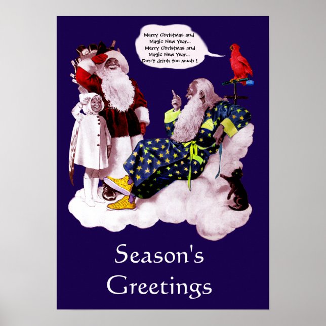 Póster SANTA CLAUS, PEQUENA Festa de Natal ANGEL & MERLIN (Frente)