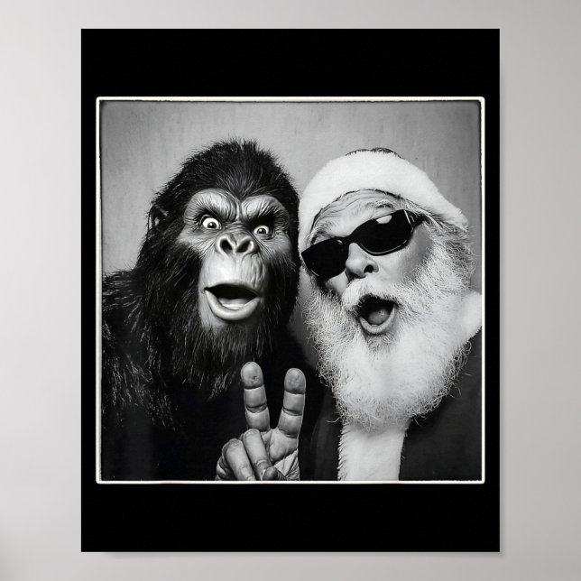 Poster Santa Claus Selfie Bigfoot Christmas Funny Sasquat (Frente)
