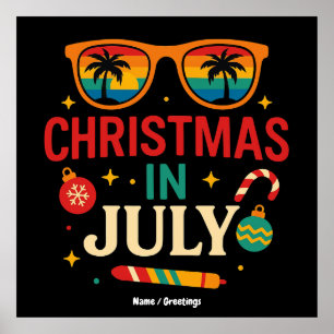 Poster Santa Claus Sunglass Natal de praia em julho