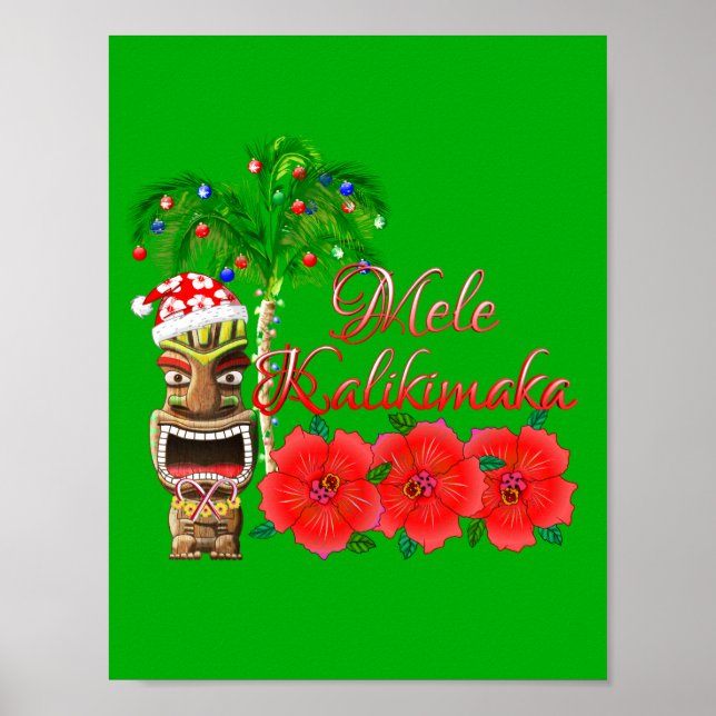 Poster Santa Claus Tiki Mele Kalikimaka (Frente)