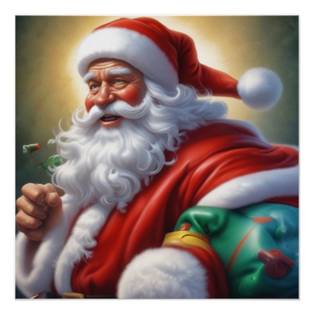 Póster Santa Clause Feliz Feliz ano novo de Natal (Frente)