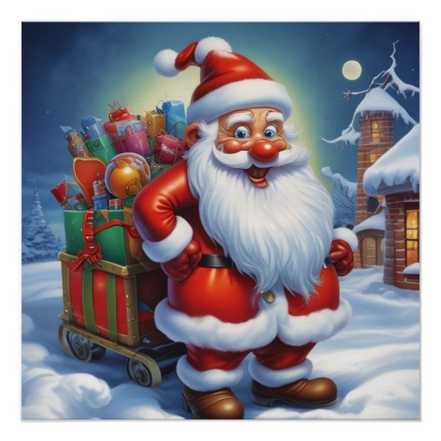 Póster Santa Clause Feliz Feliz ano novo de Natal (Frente)