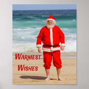 Poster Santa Cláusula sobre o Aquecimento da Praia Desej