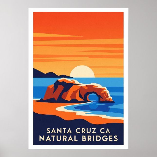 Poster Santa Cruz Califórnia – Pôr do sol em Pontes Natur (Frente)