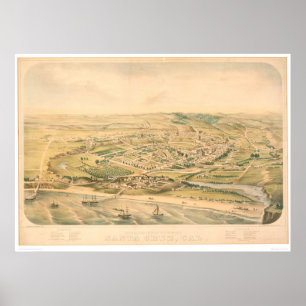 Poster Santa Cruz, mapa panorâmico do CA (1586A) - não