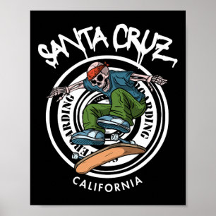 Poster Santa Cruz Skater Relaxado Esqueleto Califórnia Sk