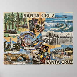 Poster Santa Cruz Vintage Collage – Coastal Memories Art 