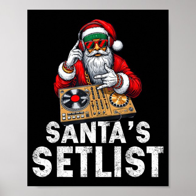 Poster Santa Dj Musician Santa’s Setlist House Music  (Frente)