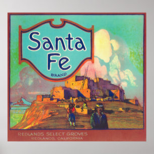 Póster Santa Fé LabelRedlands alaranjado, CA