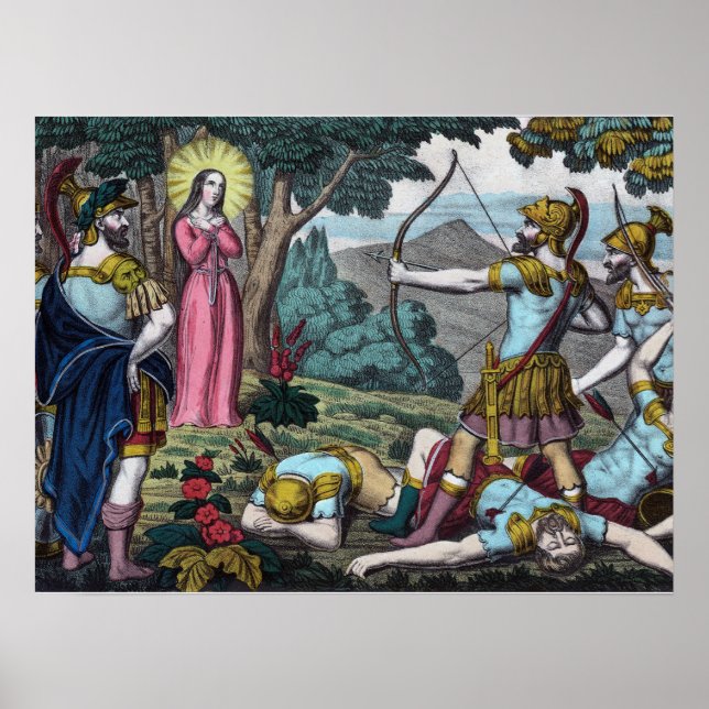 Poster Santa Filomena sendo atingida por flechas (Frente)
