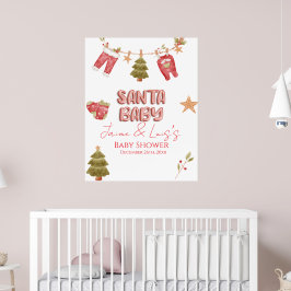 Poster Santa Girl Boy Holiday Baby Shower