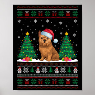 Poster Santa Hat Bruxelas Griffon Dog Xmas Tree Lights Ug