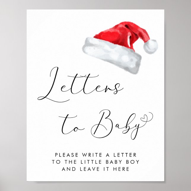 Poster Santa Hat Carta de Chá de fraldas de Natal para Be (Frente)