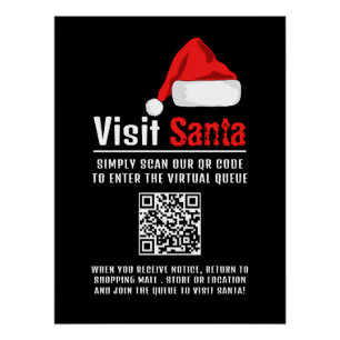 Póster Santa Hat, Visite Papais noeis, Fila de Código QR