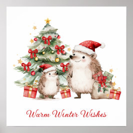 Poster Santa Hedgehog Christmas Wishes 