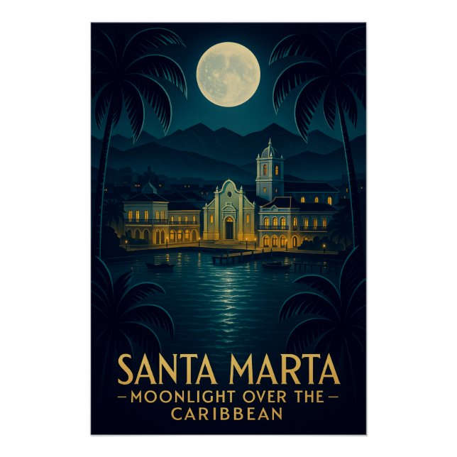PÓSTER SANTA MARTA — LUZ DO LUA SOBRE O CARIBE (Frente)