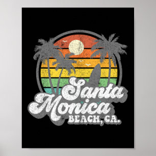 Poster Santa Mônica Beach Califórnia Surf Surfing Vintage