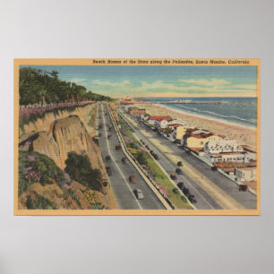 Poster Santa Monica, CA - cena da praia ao longo dos