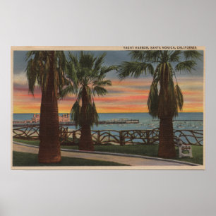 Póster Santa Monica, CA - porto do iate e opinião do por