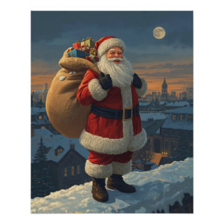Póster Santa on the Rooftop Poster