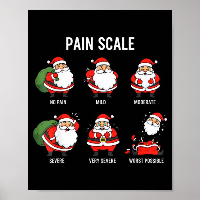 Poster Santa Pain Scale Funny Christmas Design For Nurse  (Frente)