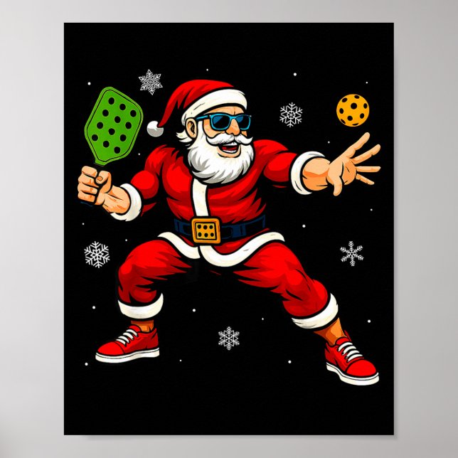 Poster Santa Playing Ckleball Xmas Funny Christmas Ckleba (Frente)