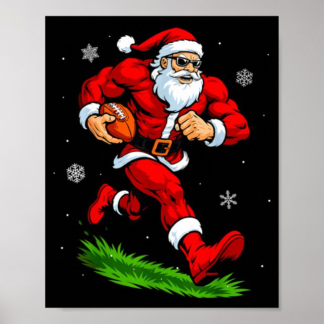 Poster Santa Playing Football Xmas Funny Christmas Footba (Frente)