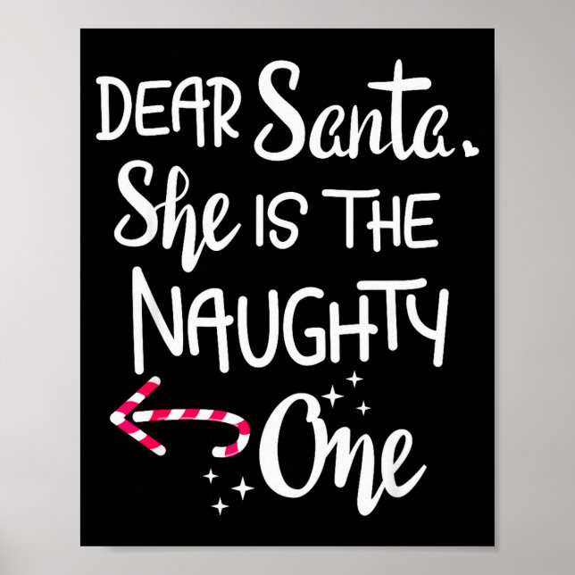 Poster Santa She Is The Naughty One Couples Christmas Cut (Frente)