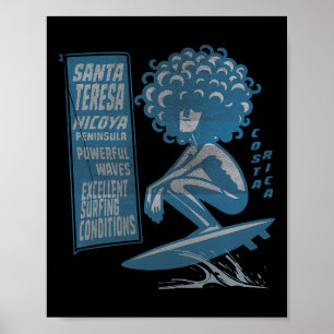 Poster Santa Teresa, Costa Rica Surf Vintage 
