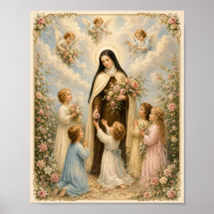 Poster Santa Teresa de Lisieux "Florzinha" com Crianças