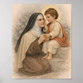 Poster Santa Teresinha com Menino Jesus Católica