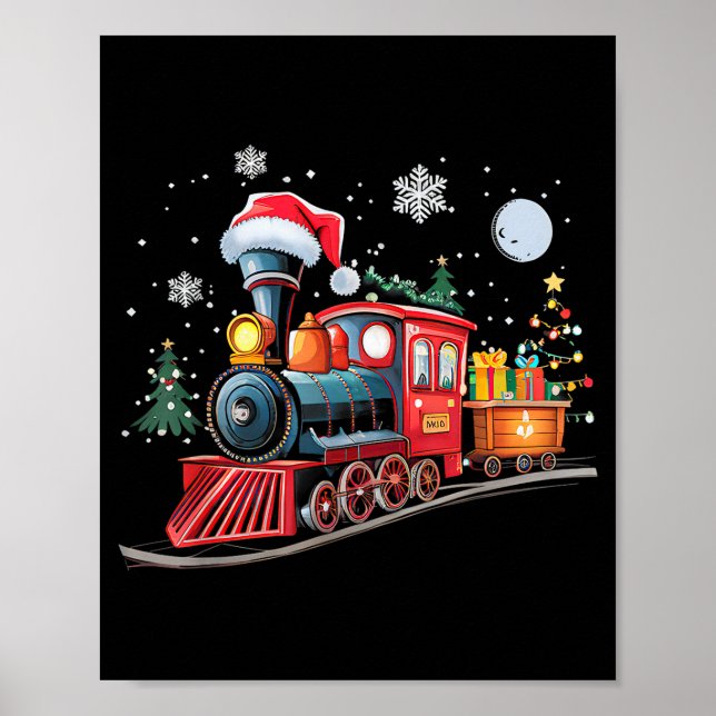 Poster Santa Train Lights Christmas Driving Xmas Boys Kid (Frente)