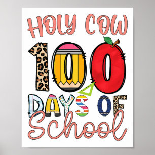 Poster Santa Vaca 100 Dias De Professores Estudantes Cria