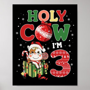 Poster Santa Vaca, eu sou 3 Criança de Vaca de Aniversári
