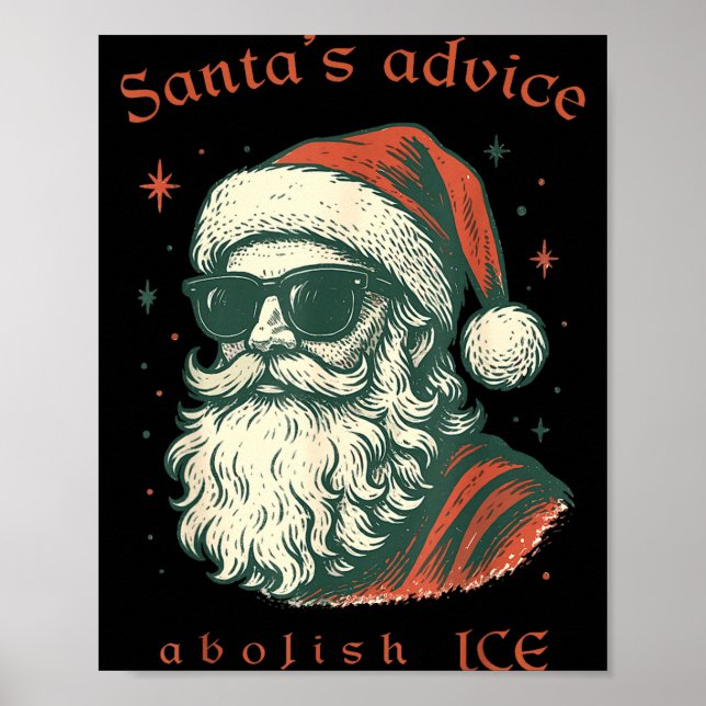 Poster Santa's Advice Abolish Ice Christmas Immigration A (Frente)