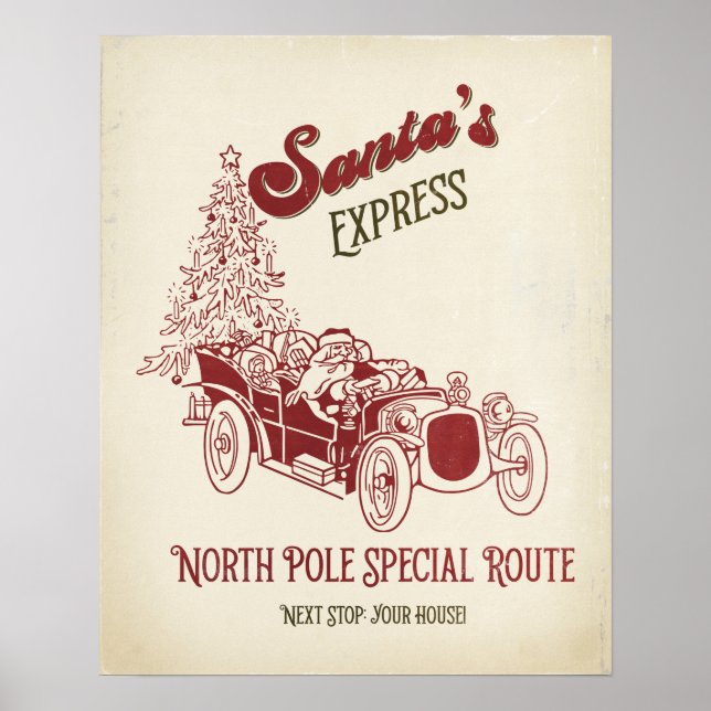 Poster Santa's Express Vitange Christmas (Frente)
