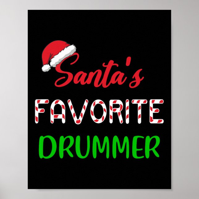 Poster Santas Favoritas Drummer Dão Um Drum Divertido Nat (Frente)
