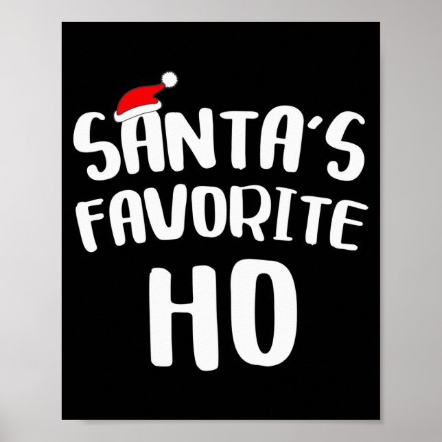 Poster Santa's Favorite Ho Long Sleeve Shirt Funny Christ (Frente)