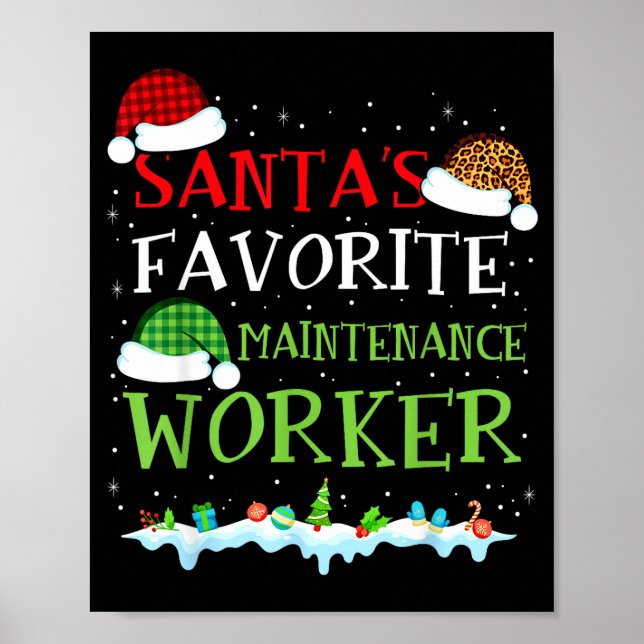 Poster Santa's Favorite Maintenance Worker Fun Christmas  (Frente)