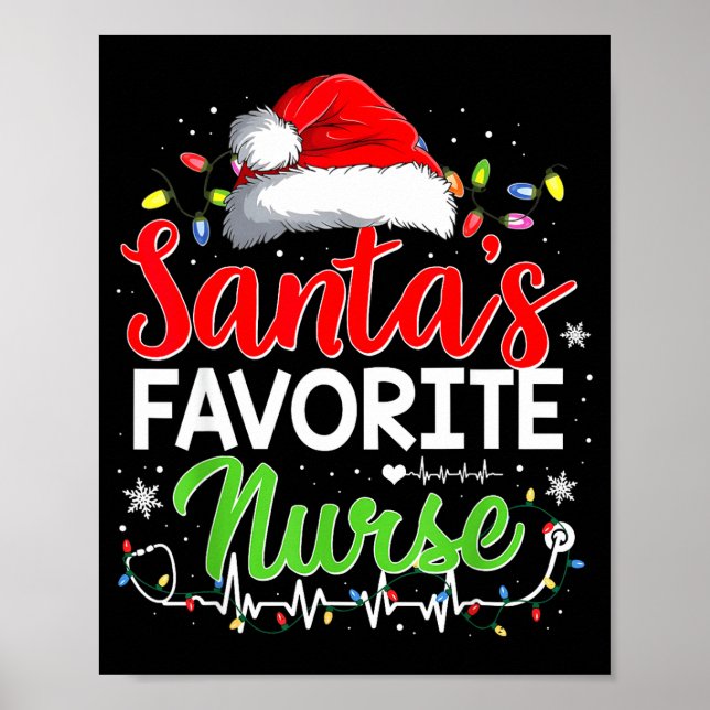Poster Santa's Favorite Nurse Funny Christmas Nurse Xmas  (Frente)