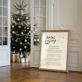 Poster Santa's Missing Hat Funny Christmas Print