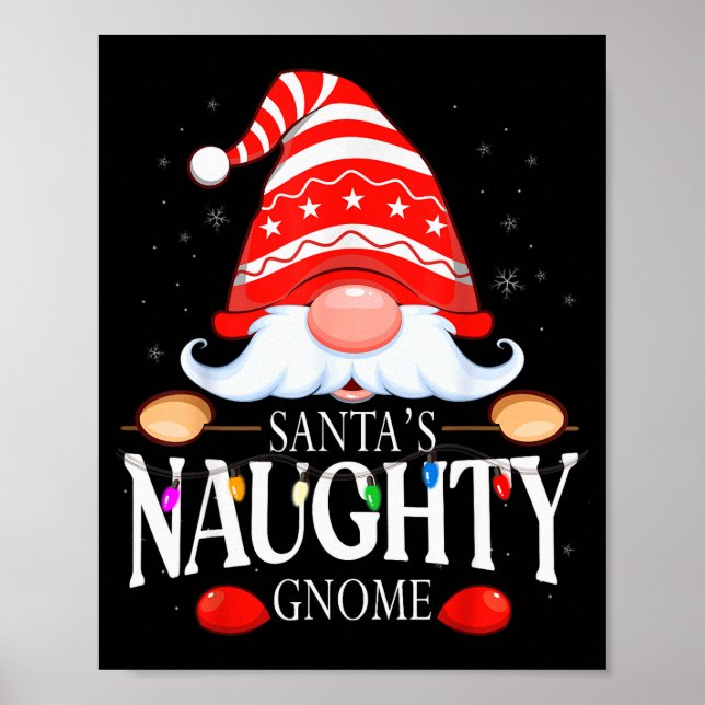 Poster Santa's Naughty Gnome Matching Christmas Pajama  (Frente)